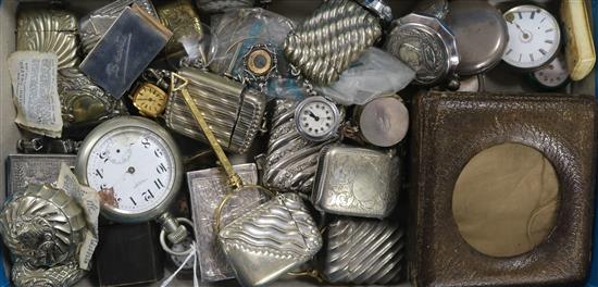 A group of vestas and pocket watches etc.